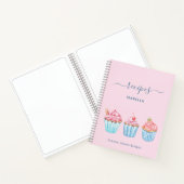 Carnet Recette pâtisserie rose pâle nom de cupcakes bleu (Intérieur)