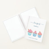 Carnet Recette pâtisserie rose pâle nom de cupcakes bleu (Intérieur)