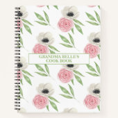 Carnet Recette personnalisée à motif floral mou (Devant)