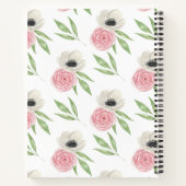 Carnet Recette personnalisée à motif floral mou (Dos)