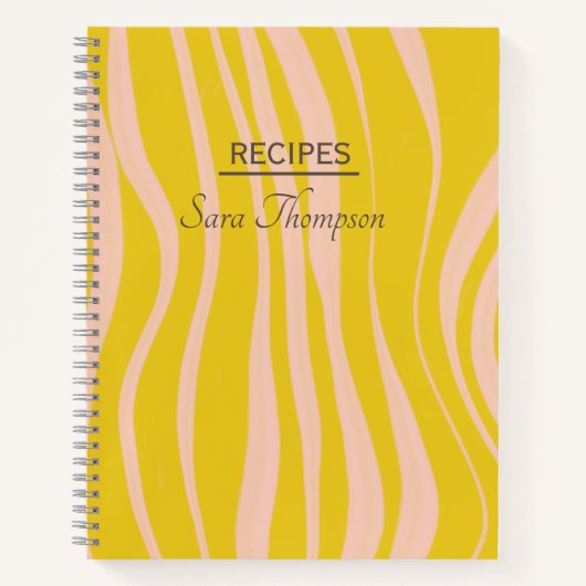 Carnet Recette personnalisée abstraite vague jaune modern (Devant)