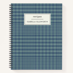 Carnet Recette personnalisée classique bleu rétro en verr