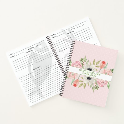 Carnet Recette personnalisée Cute Floral & Polka Dot (Intérieur)