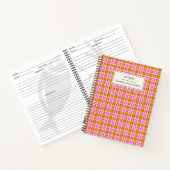 Carnet Recette personnalisée Cute Retro Orange Rose Plaid (Intérieur)