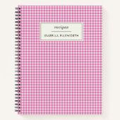 Carnet Recette personnalisée Cute Retro Rose En vichy Pla (Devant)