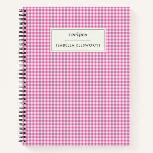 Carnet Recette personnalisée Cute Retro Rose En vichy Pla