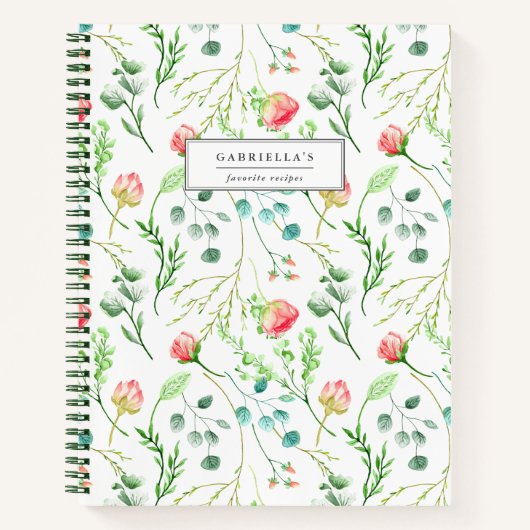 Carnet Recette personnalisée de fleurs délicates (Devant)