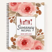 Carnet Recette personnalisée de Roses d'aquarelle mignonn (Devant)