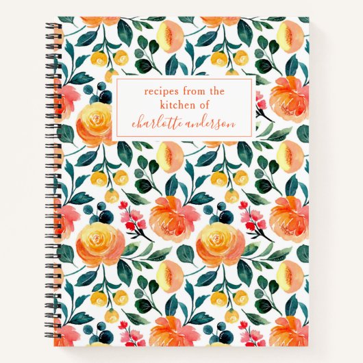 Carnet Recette personnalisée Floral Accueil Cuisine Fruit (Devant)