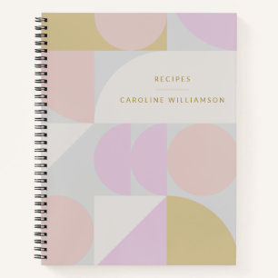 Carnet Recette Personnalisée Géométrique Pastel Minimalis