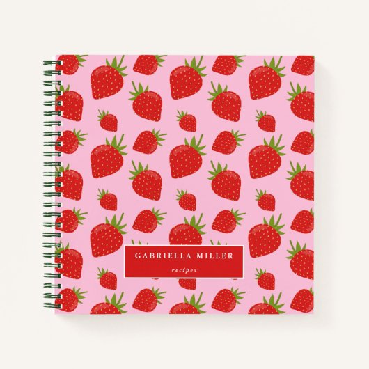 Carnet Recette personnalisée Motif fraise (Devant)