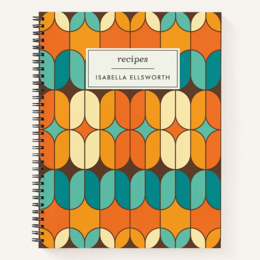 Carnet Recette personnalisée rétro mi-siècle orange (Devant)