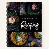Carnet Recette photo personnalisée moderne noire (Devant)