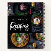 Carnet Recette photo personnalisée moderne noire (Dos)