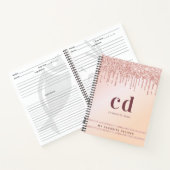 Carnet Recette rose or rose parties scintillant monogramm (Intérieur)