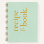 Carnet Recette simple Bold Style Vert et Or Nom (Devant)
