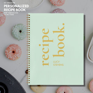 Carnet Recette simple Bold Style Vert et Or Nom
