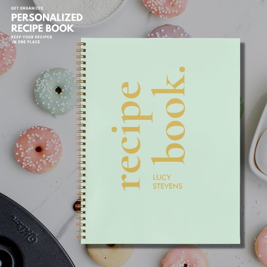 Carnet Recette simple Bold Style Vert et Or Nom