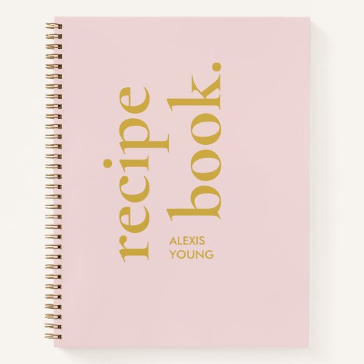 Carnet Recette simple Gras Stylish Blush et or Monogram (Devant)
