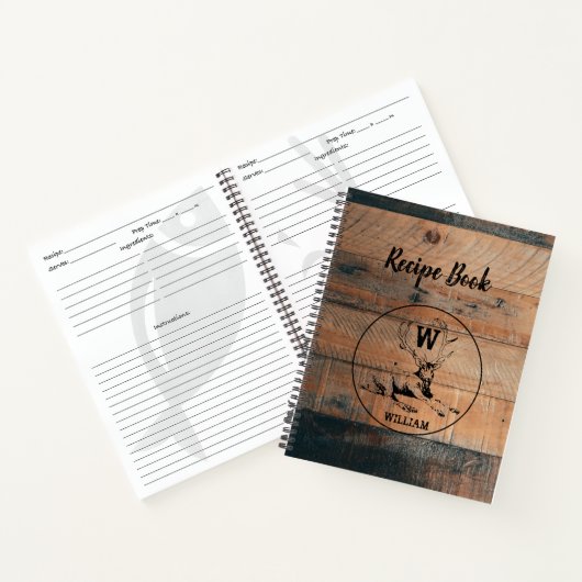 Carnet Recette sur mesure en bois rustique Texture et Mon (Intérieur)