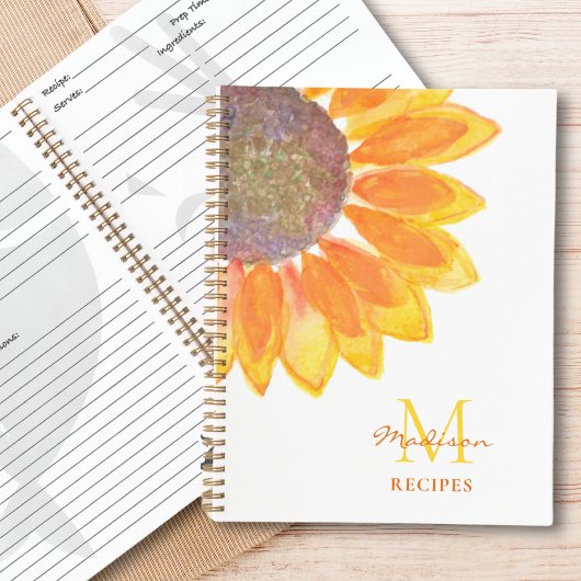 Carnet Recette Tournesol Monogramme