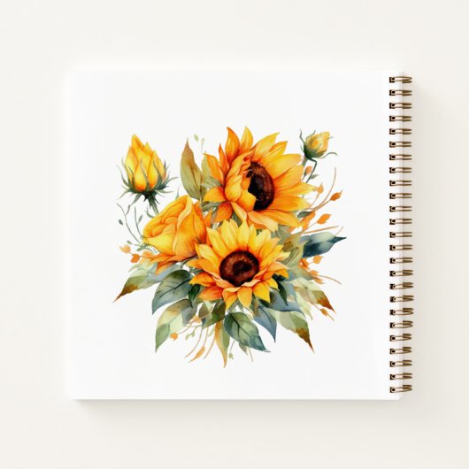 Carnet Recette tournesol nom d'aquarelle (Dos)