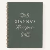 Carnet Recette végétale verte personnalisée (Devant)