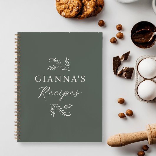 Carnet Recette végétale verte personnalisée