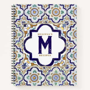 Carnet Recette vintage de Monogramme ornemental Botanique