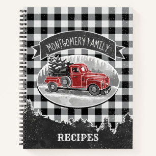 Carnet Recette Vintage de Noël Camion Buffalo noir Plaid 