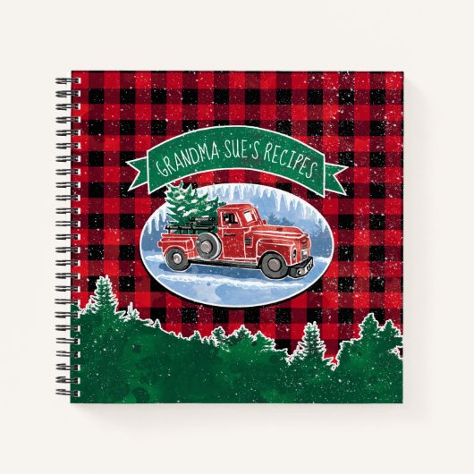Carnet Recette Vintage rouge de Noël Buffalo Plaid (Devant)