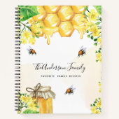 Carnet Recettes abeilles miel fleurs jaunes monogramme (Devant)