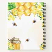 Carnet Recettes abeilles miel fleurs jaunes monogramme (Dos)