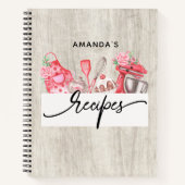 Carnet Recettes Aquarelle personnalisée Ustensiles de cui (Devant)