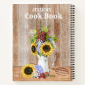 Carnet Recettes Cuisine rustique tournesol en bois Monogr (Dos)