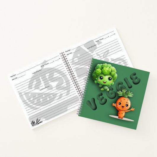 Carnet Recettes Cute Kawaii Vert (Intérieur)