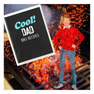 Carnet Recettes de barbecue papa papa cool bleu Rétro Per