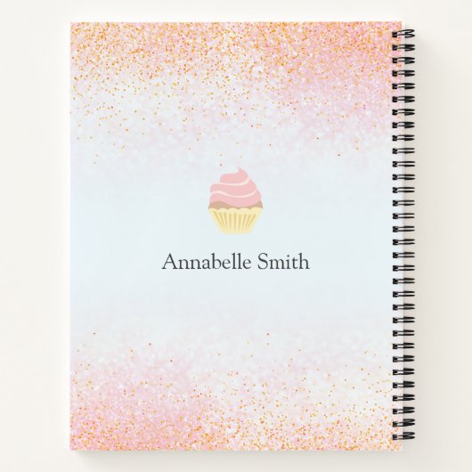 Carnet Recettes de boulangerie | Parties scintillant rose (Dos)