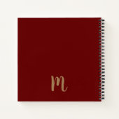 Carnet recettes de chef monogramme moderne rouge foncé (Dos)
