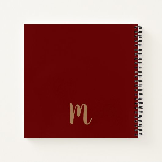 Carnet recettes de chef monogramme moderne rouge foncé (Dos)