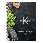 Carnet Recettes de cuisine végétarienne rustique monogram (Devant)