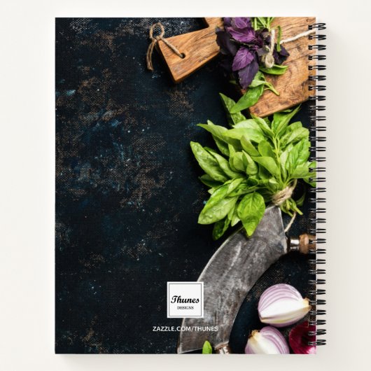 Carnet Recettes de cuisine végétarienne rustique monogram (Dos)