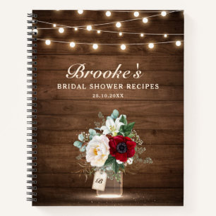 Carnet Recettes de douche nuptiale en pot Mason Bourgogne