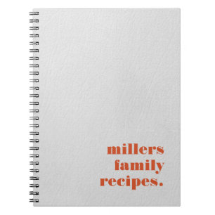 Carnet Recettes de famille texture cuir rouge corail blan
