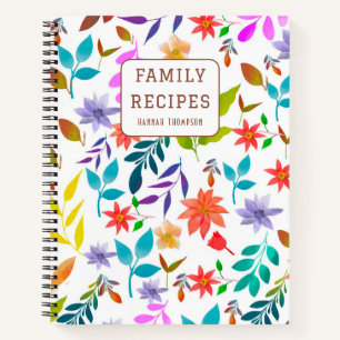 Carnet Recettes de fleurs Boho personnalisées Écrivez vos