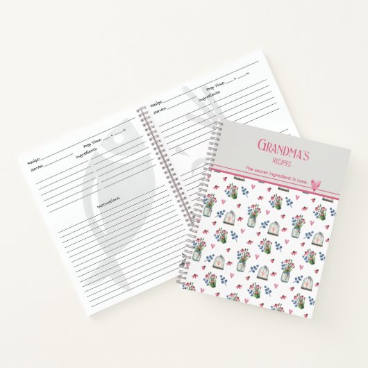 Carnet Recettes de grand-mère Motif de Confleurs roses (Intérieur)