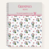 Carnet Recettes de grand-mère Motif de Confleurs roses (Devant)