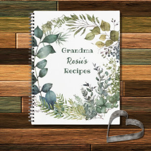 Carnet Recettes de grand-mère   Rustic Green Wreath Perso