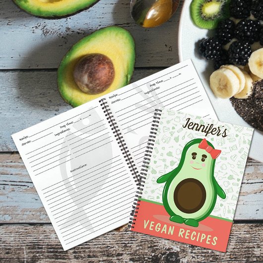 Carnet Recettes de légumes sur mesure, adorable Avocado