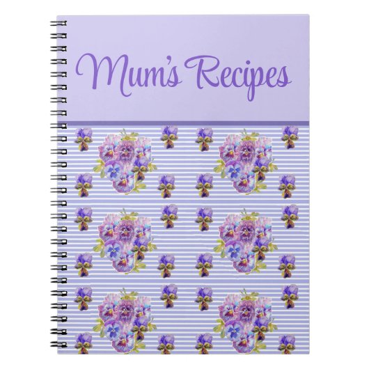 Carnet Recettes de maman Viola fleur pourpre lilas floral (Devant)